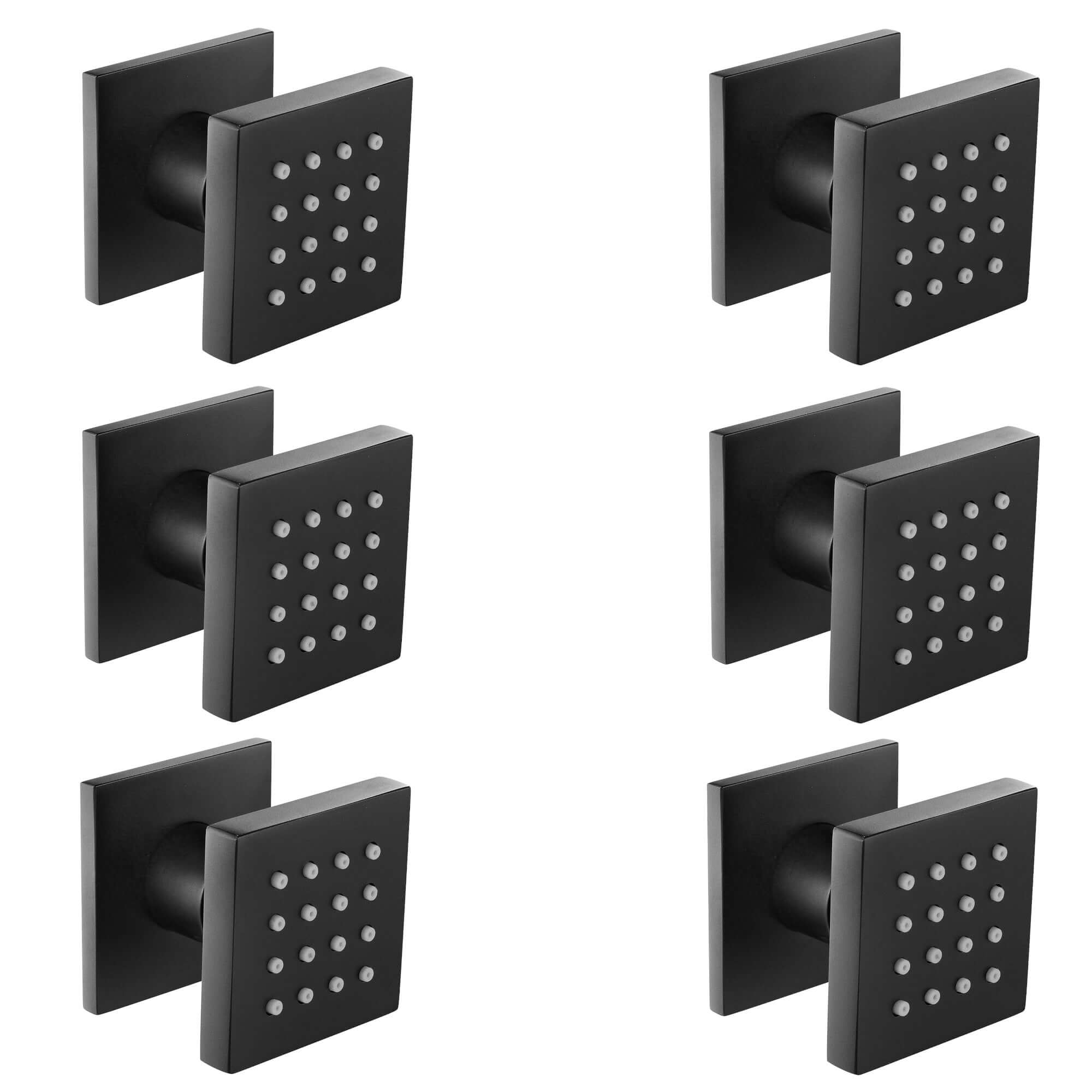 6 x square shower body jets - black - Showers